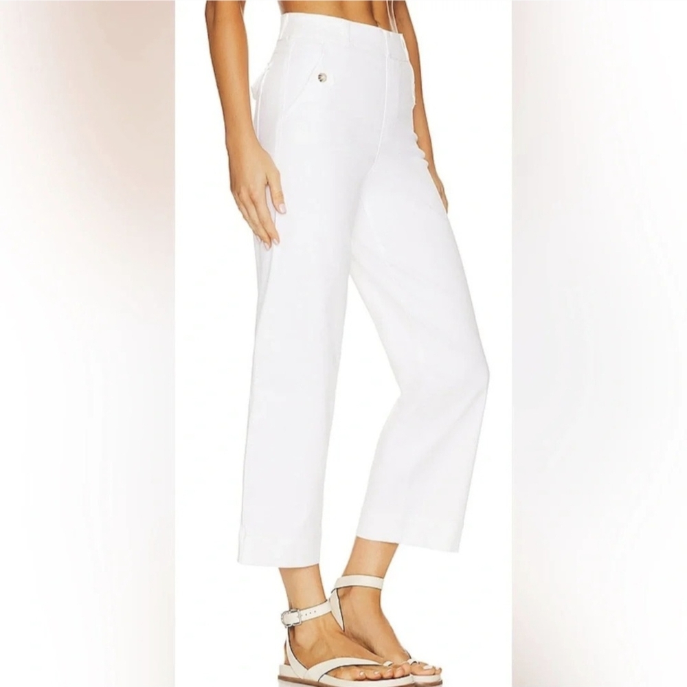 SPANX Twill Cropped Wide Leg Pant Bright White Size M